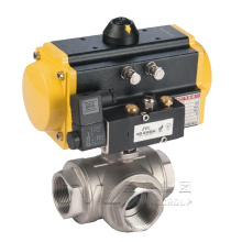 CE Gas , liquid 4 inch flange pneumatic three-way ball valve